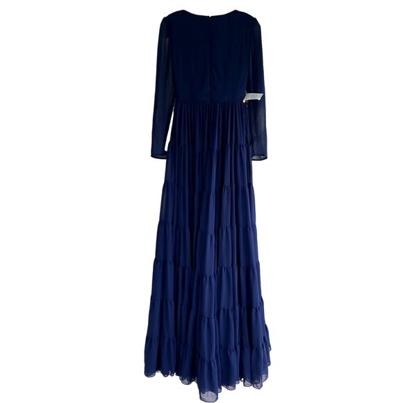 Mac Duggal 55311 Long Sleeve Ruffle Tiered Evening Gown 4 A Line - Picture 6 of 7